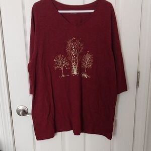 Catherines 1X, 18/20w Tree Motif With Sparkles Blouse